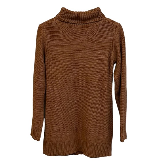 Derek Heart Chestnut Brown Distressed Cable Knit Turtleneck Pullover Sweater - Picture 2 of 7